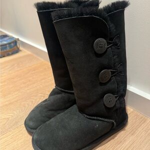 UGG Black Ankle Boots with Button Detail